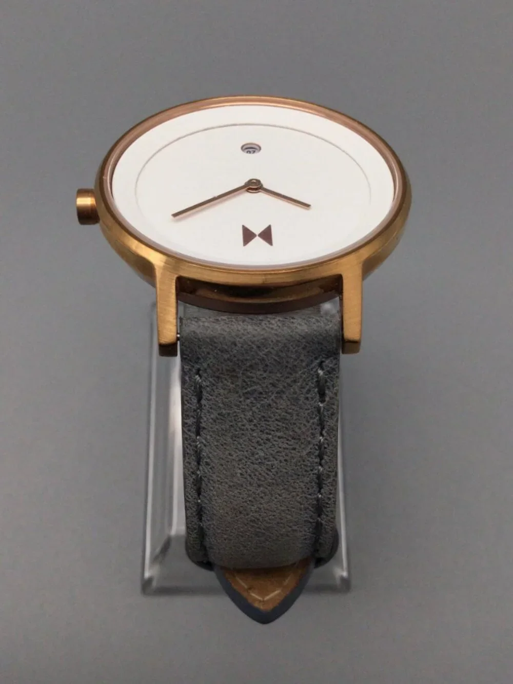 MVMT Signature II Watch Women 34mm Rose Gold Tone Date Gray Band New Battery